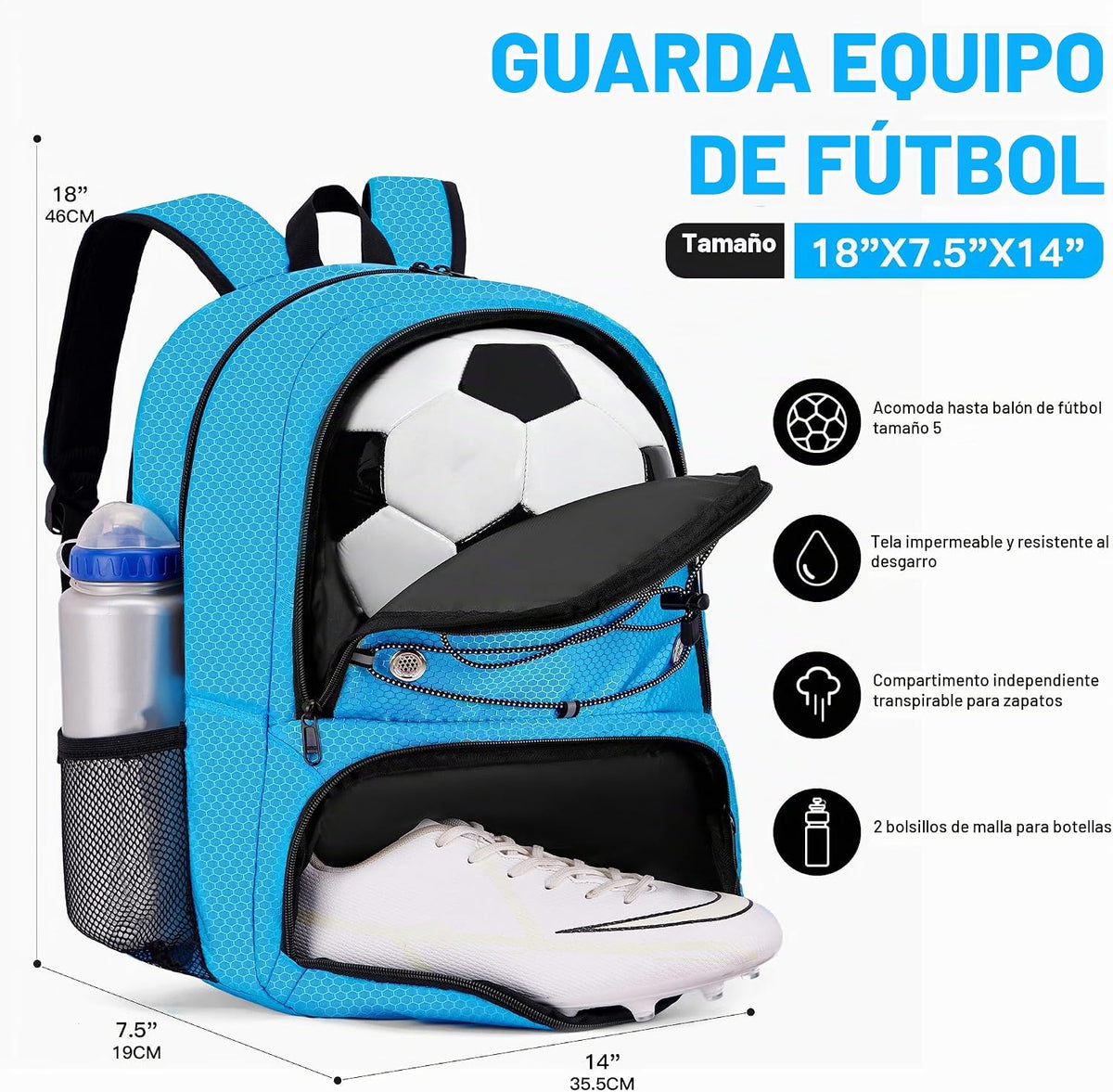 Hsmihair - Mochila de fútbol juvenil - Mochila para fútbol y balonc...