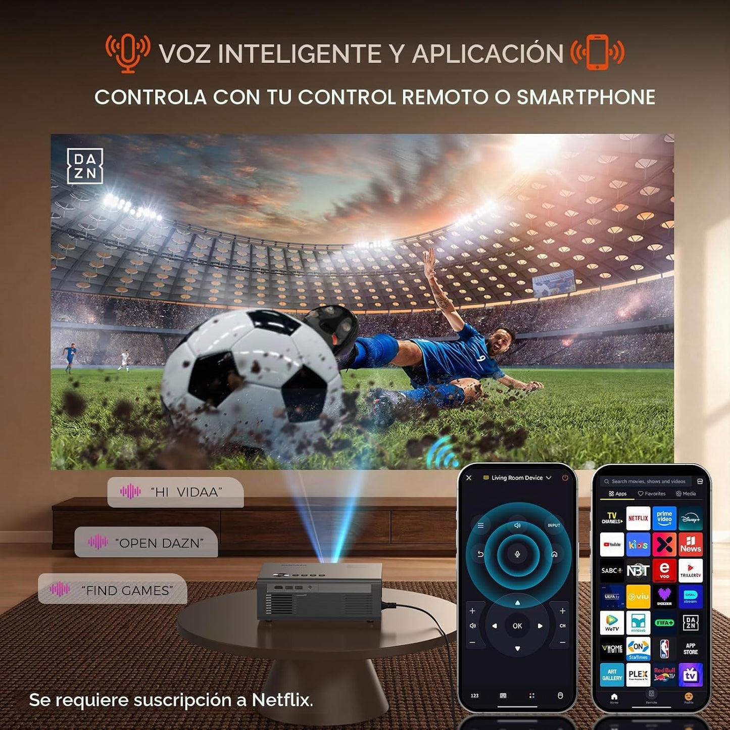 Proyector 4K con VIDAA Smart OS AI Auto Focus 60W Dolby Home Theate...