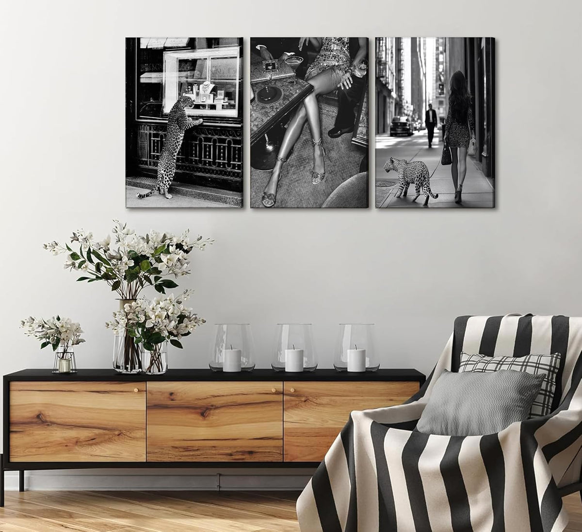 3 piezas Funky Girl - Lienzo de leopardo para pared, diseño de guep...