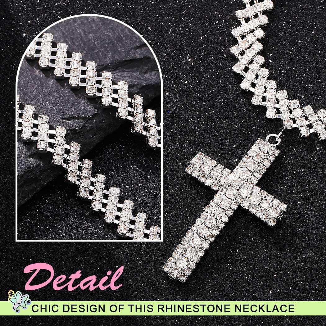 ACEDRE Collar de cruz de diamantes de imitación, gargantilla de cri...