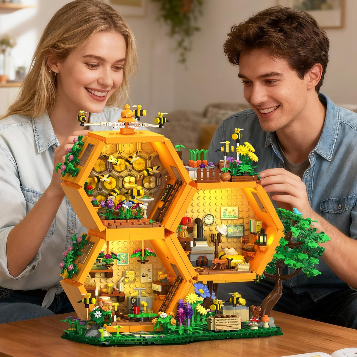 INSOON Bee House - Juego de construcción con luces para adultos, ki...