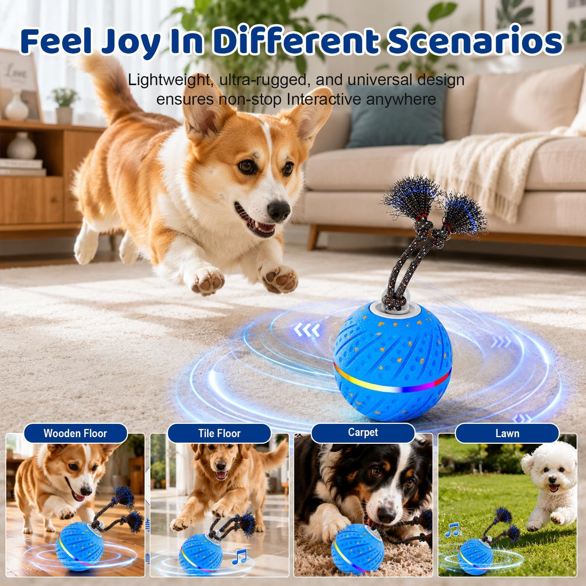 Pelota interactiva inteligente de juguetes para perros para mastica...