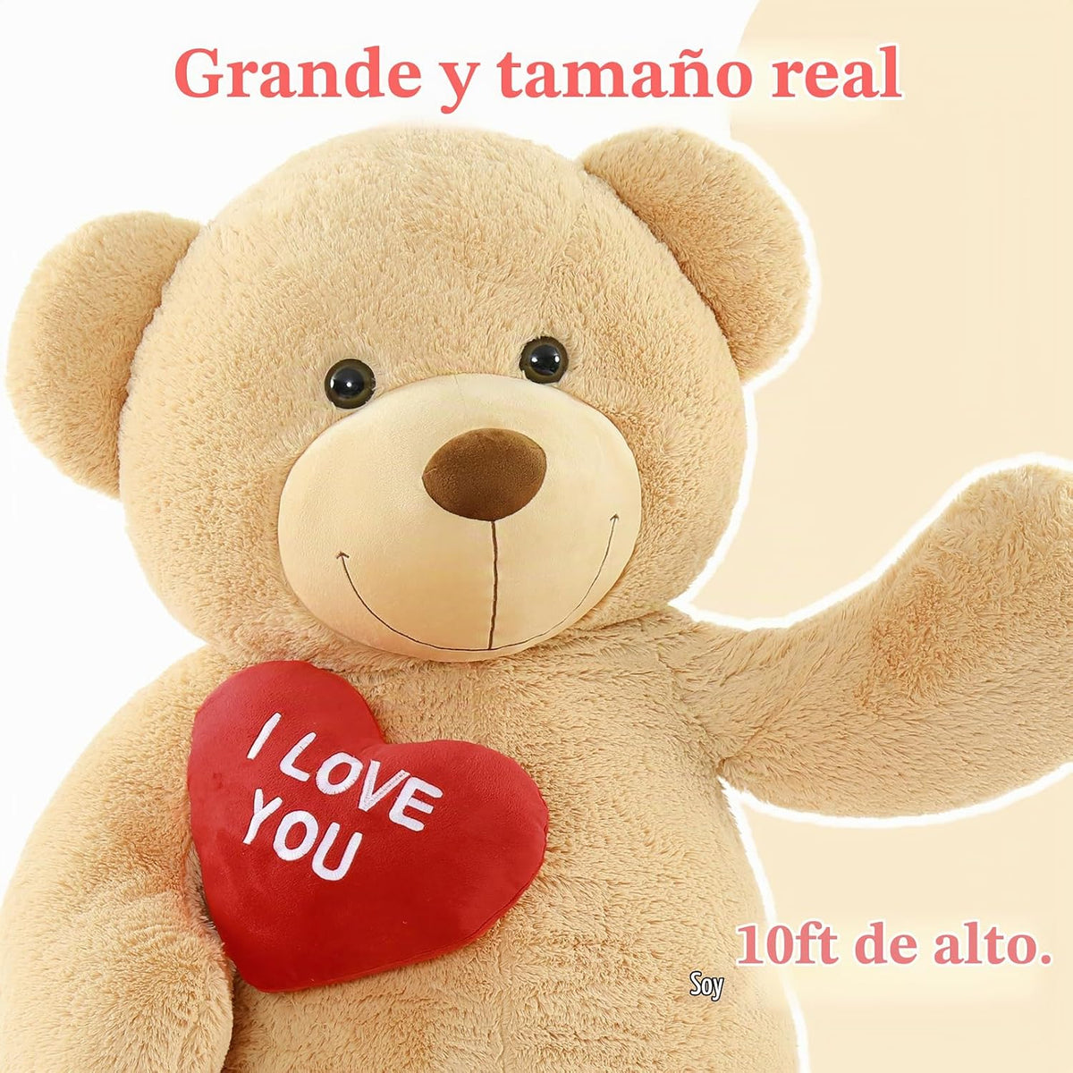 BENINY Oso de Peluche Teddy Gigante Jumbo de Corazón Rojo de 10 pie...