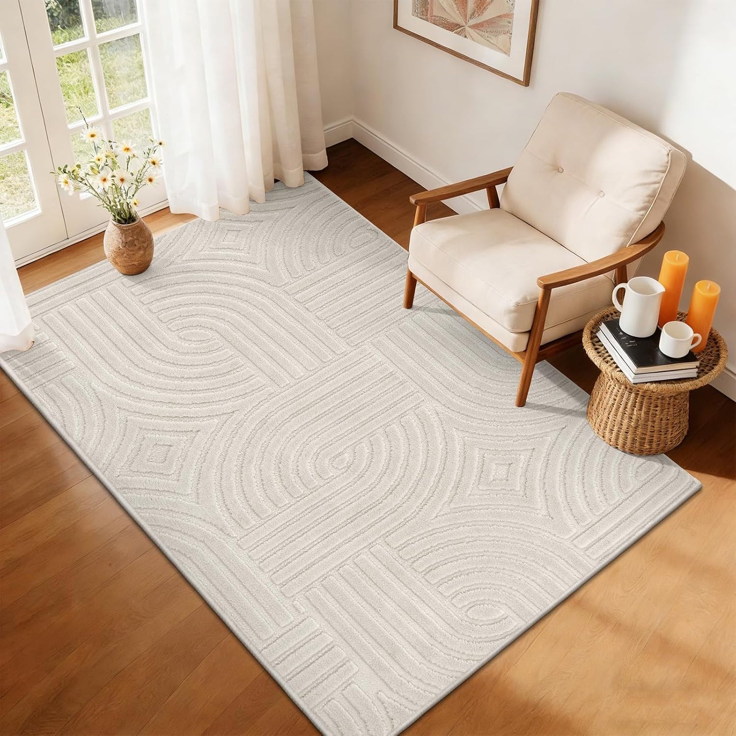Pauwer Alfombras lavables para sala de estar, de 3 x 5 pies, modern...