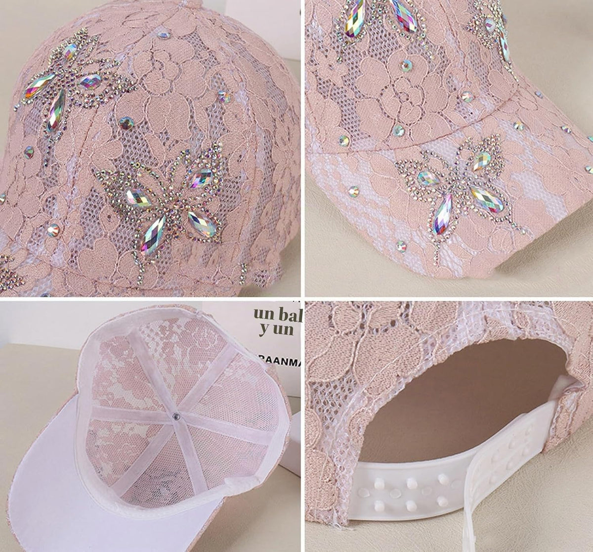 Gorra de béisbol con diamantes de imitación y lentejuelas para muje...