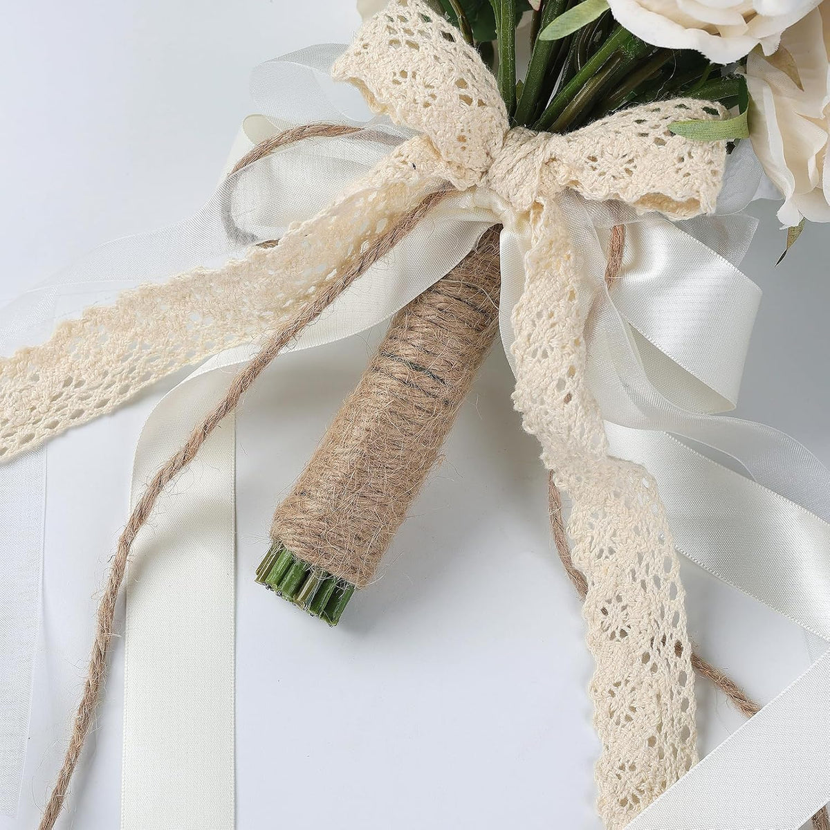 6.5 "Artificial Champagne Rose Flower Ramo grande para la decor...