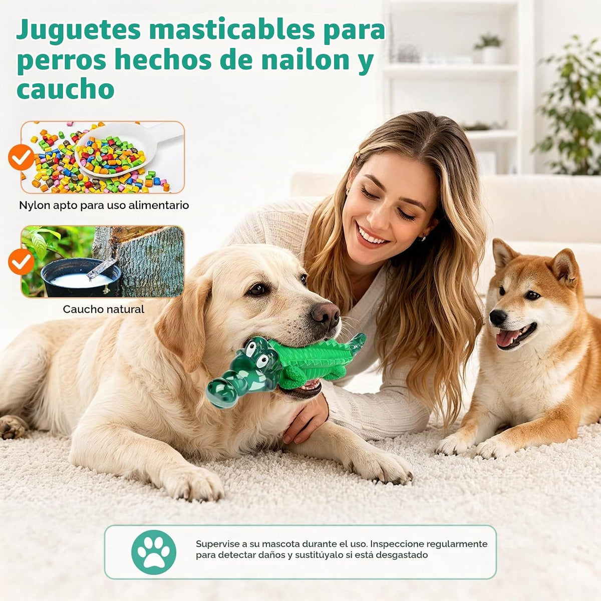 Fuufome Juguetes para perros de cocodrilo para masticadores agresiv...
