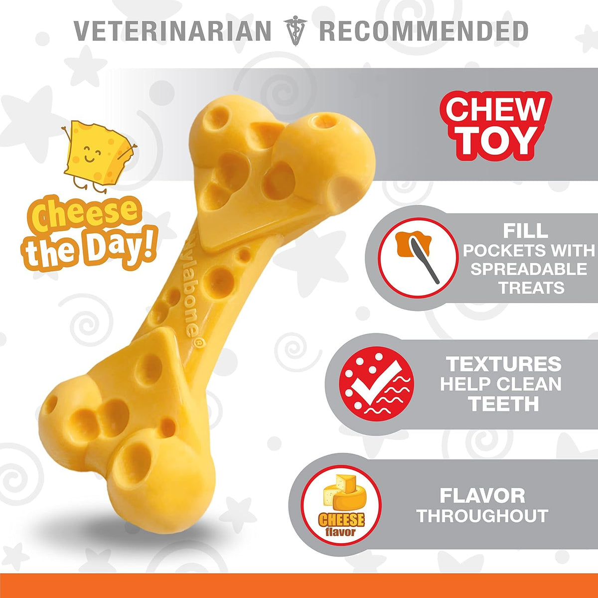 Nylabone Juguete de queso para perros, juguete masticable para perr...