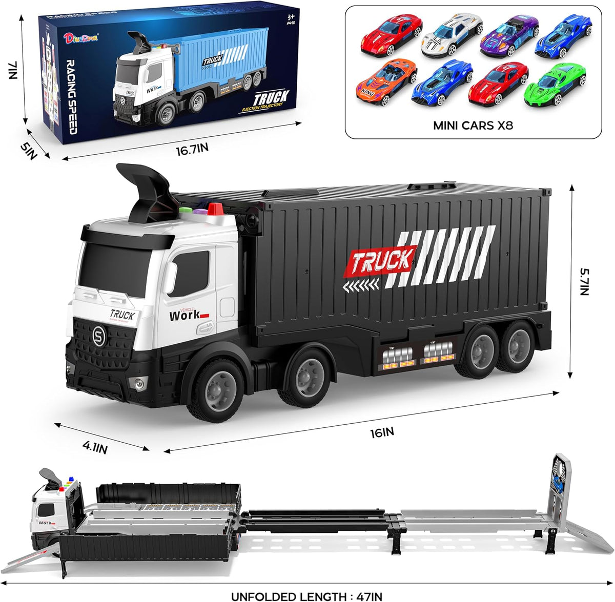 Camión portador pista de carreras juguetes para niños, transporte d...