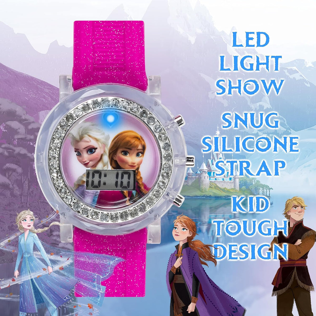 Frozen Elsa y Anna - Reloj LCD con correa de silicona