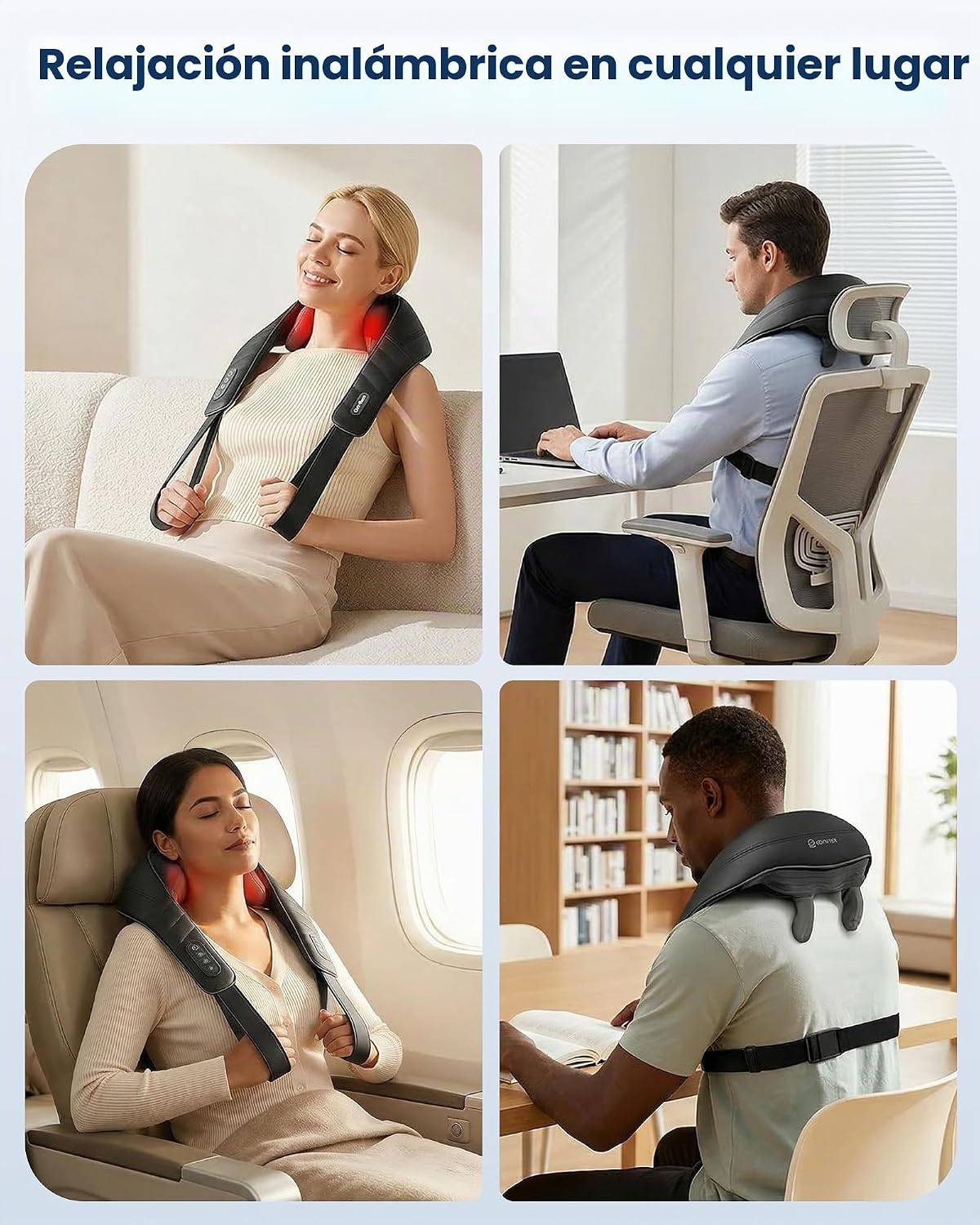 Masajeador Inalámbrico de Cuello y Hombro COMFIER con Calor, Masaje...