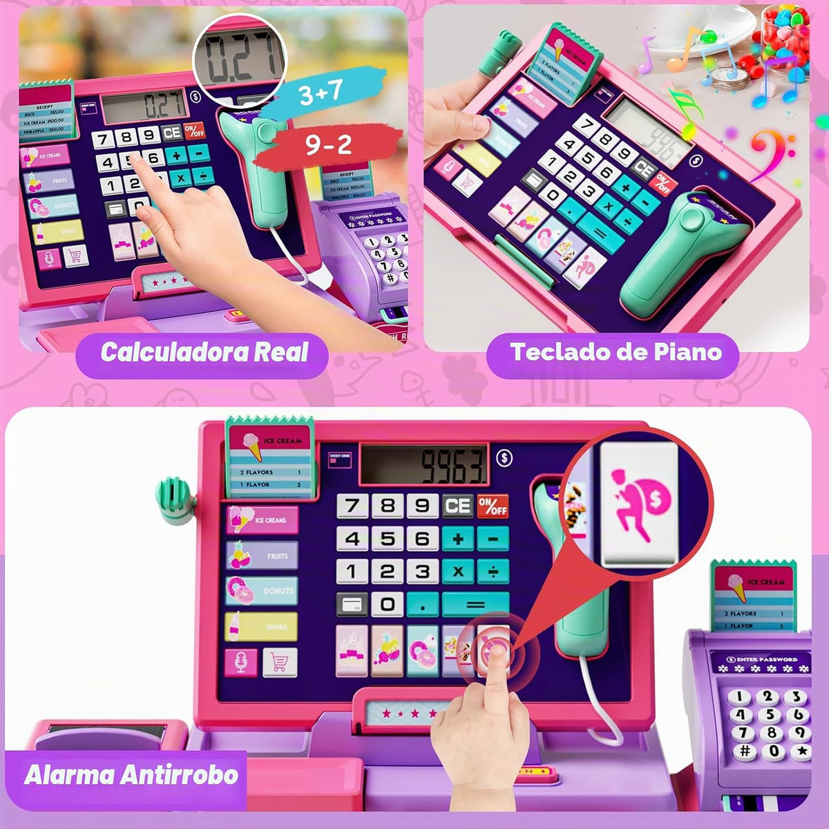 Juguete de Caja Registradora Mejorado para Niños y Niñas, Caja Regi...