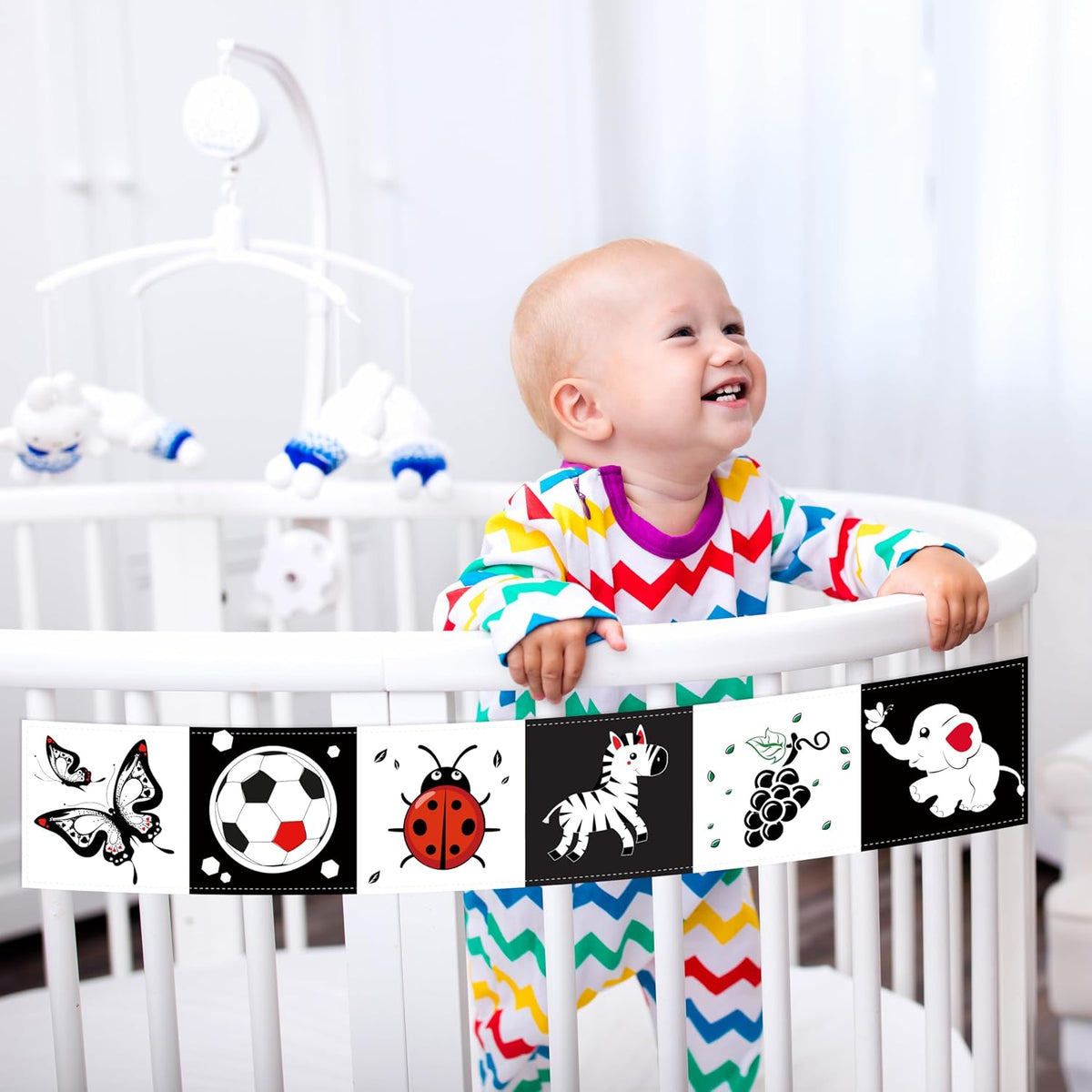 Juguetes para recién nacidos de alto contraste en blanco y negro, t...