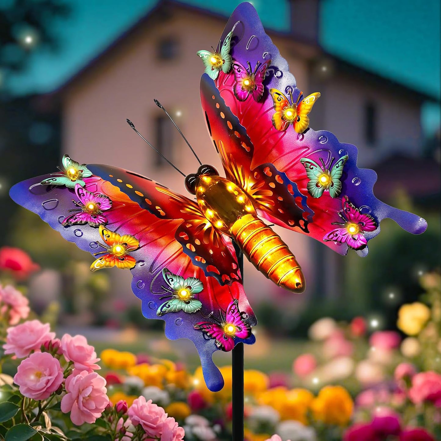ANGMLN Luces solares de jardín, decoración de jardín de mariposa pa...