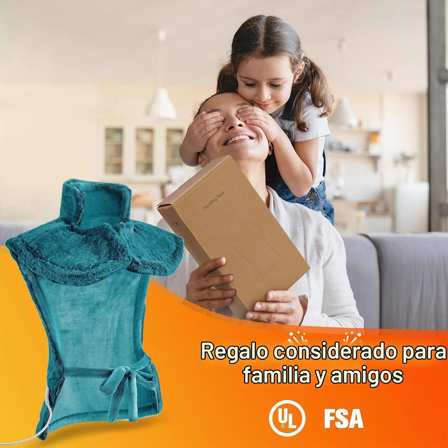 Almohadilla térmica de masaje para cuello, hombros y espalda, almoh...