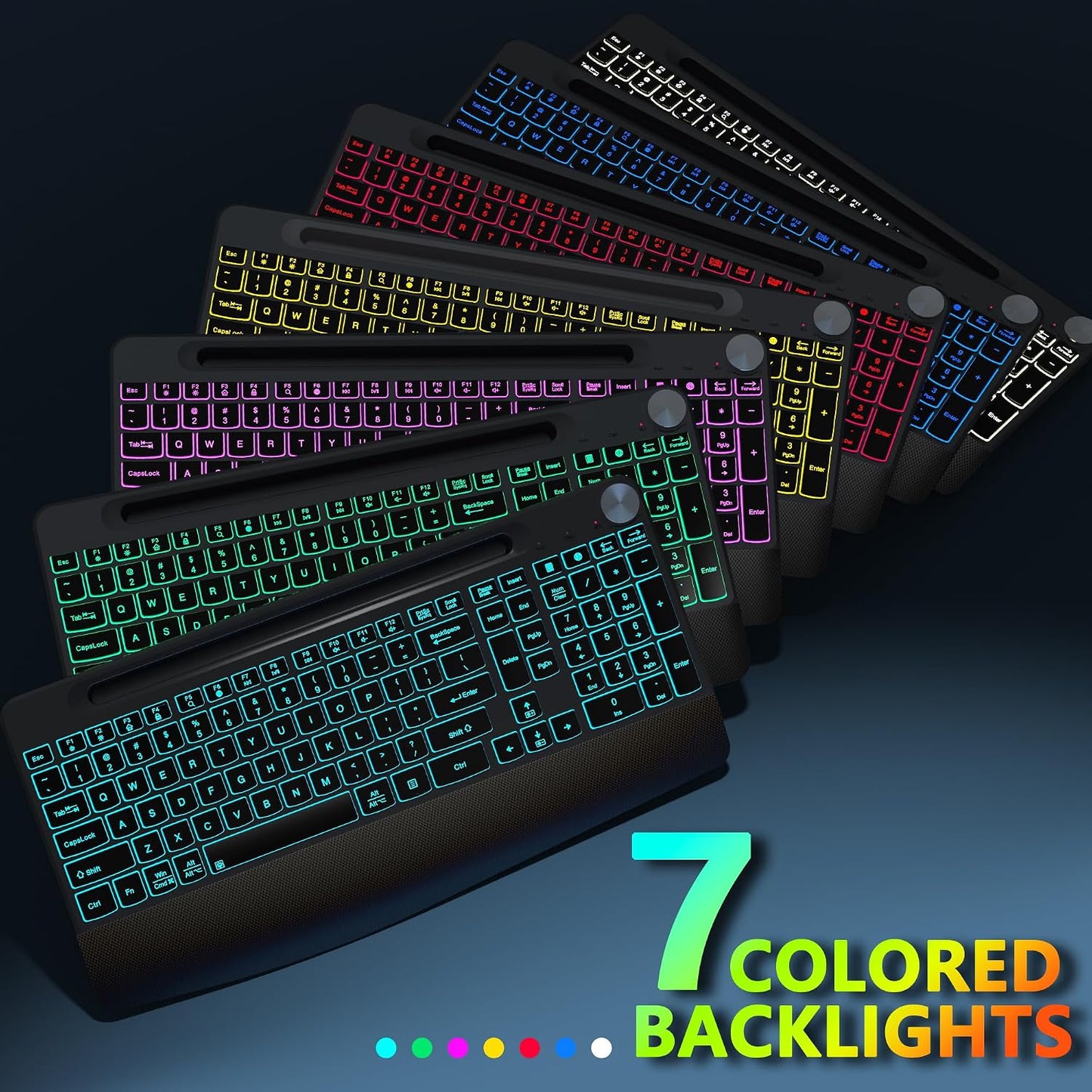 Combinación de teclado y mouse inalámbricos retroiluminados ergonóm...