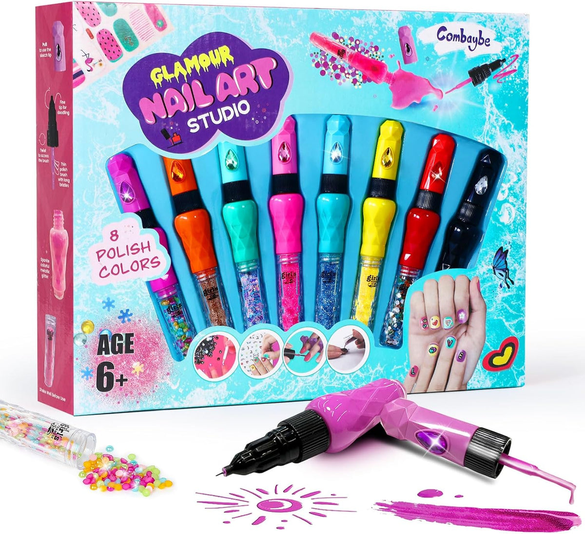 Juego de 8 bolígrafos de arte de uñas para niños, esmalte de uñas n...