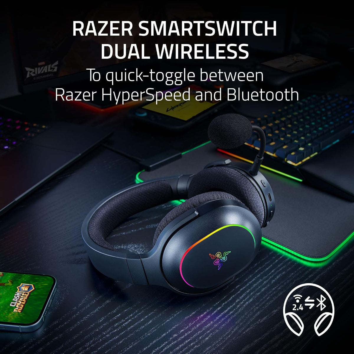 Razer Barracuda X Chroma Auriculares inalámbricos para juegos, 2.4...
