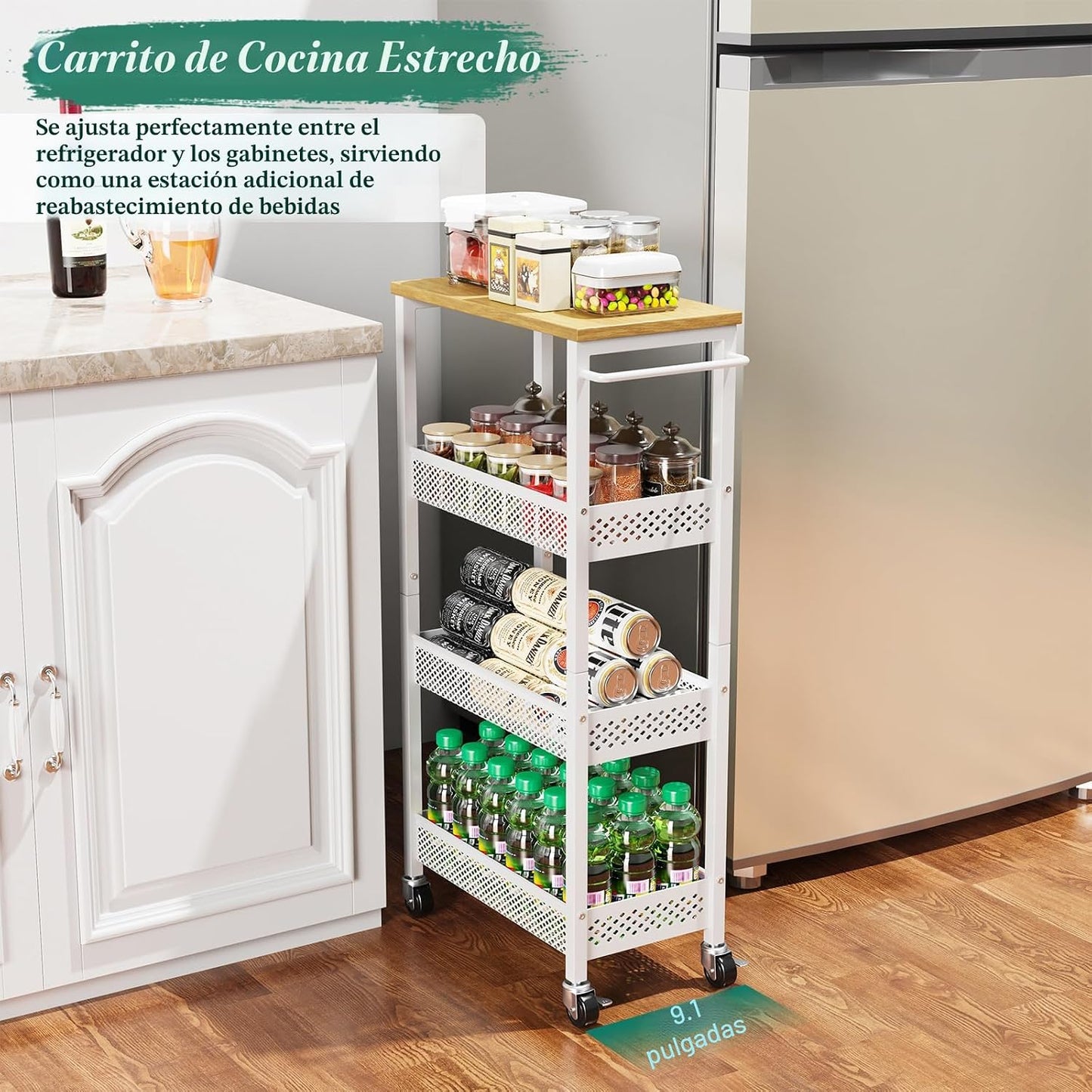 OKZEST Carrito de Almacenamiento Delgado Utilitario, Carrito Organi...