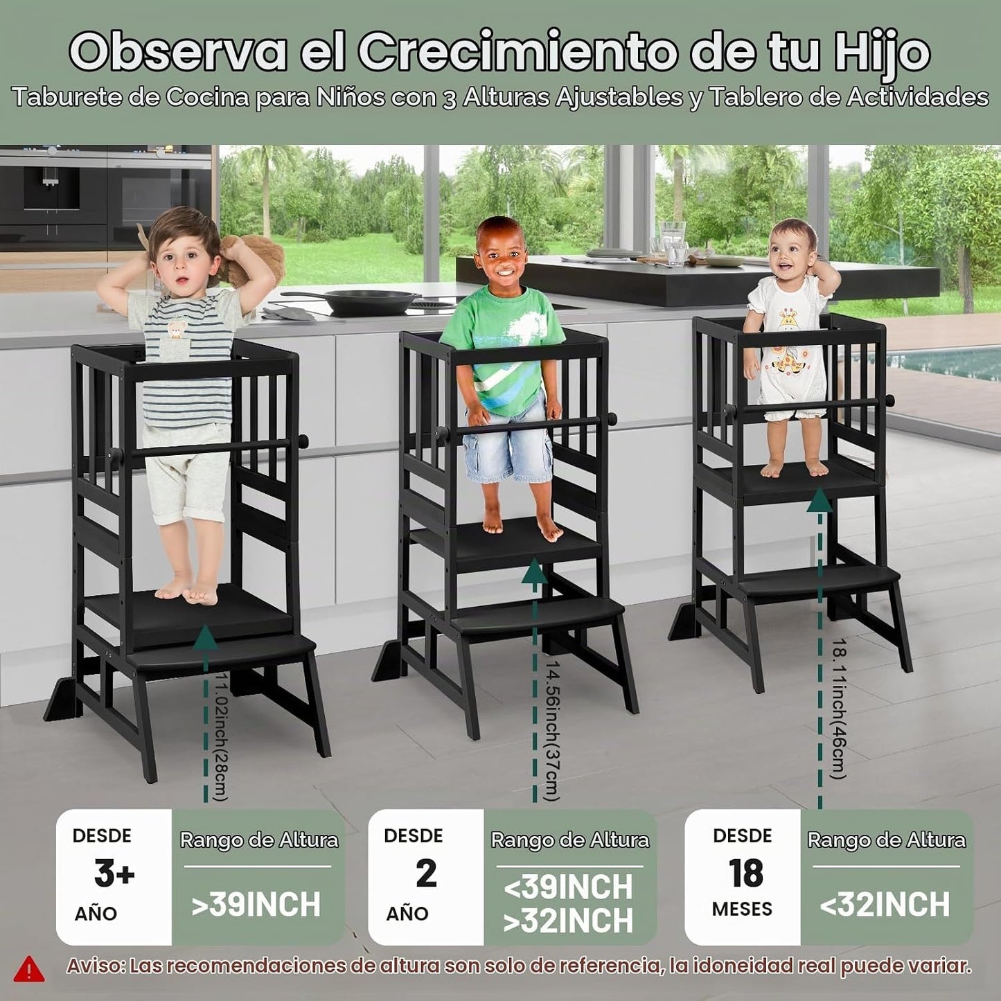 COSYLAND Torre de Pie para Niños Pequeños - Taburete Auxiliar de Co...