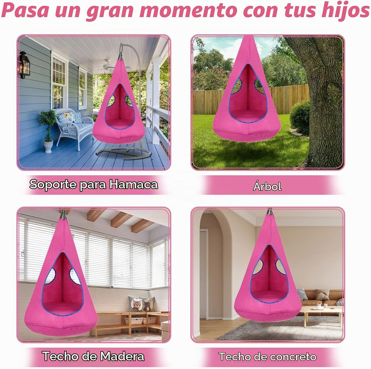 Silla Columpio Nido para Niños, Silla Hamaca Colgante con Carpa de...