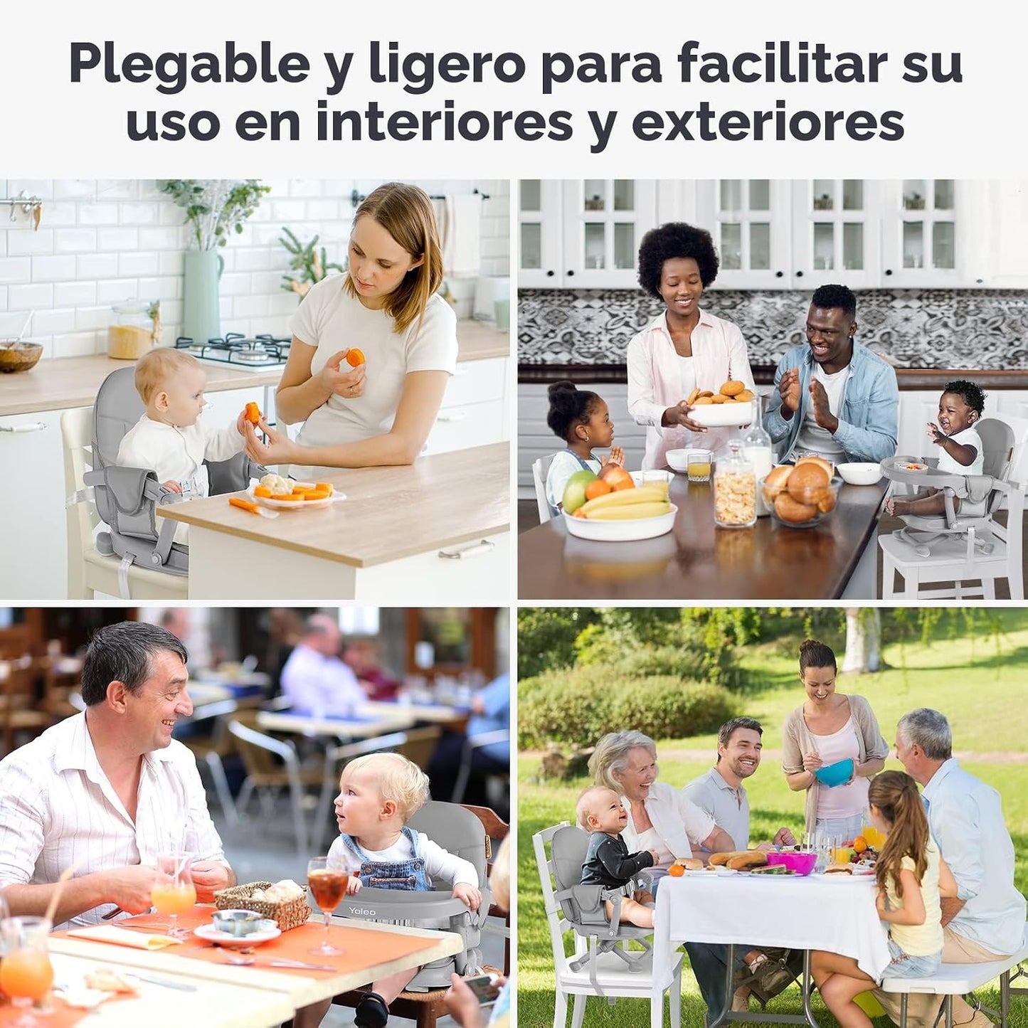 YOLEO Silla alta para bebé, asiento elevador para mesa de comedor,...