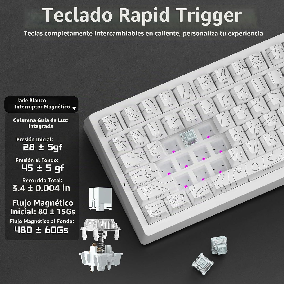 LEOBOG A80 RT Ultra HE Teclado mecánico inalámbrico para juegos 75%...