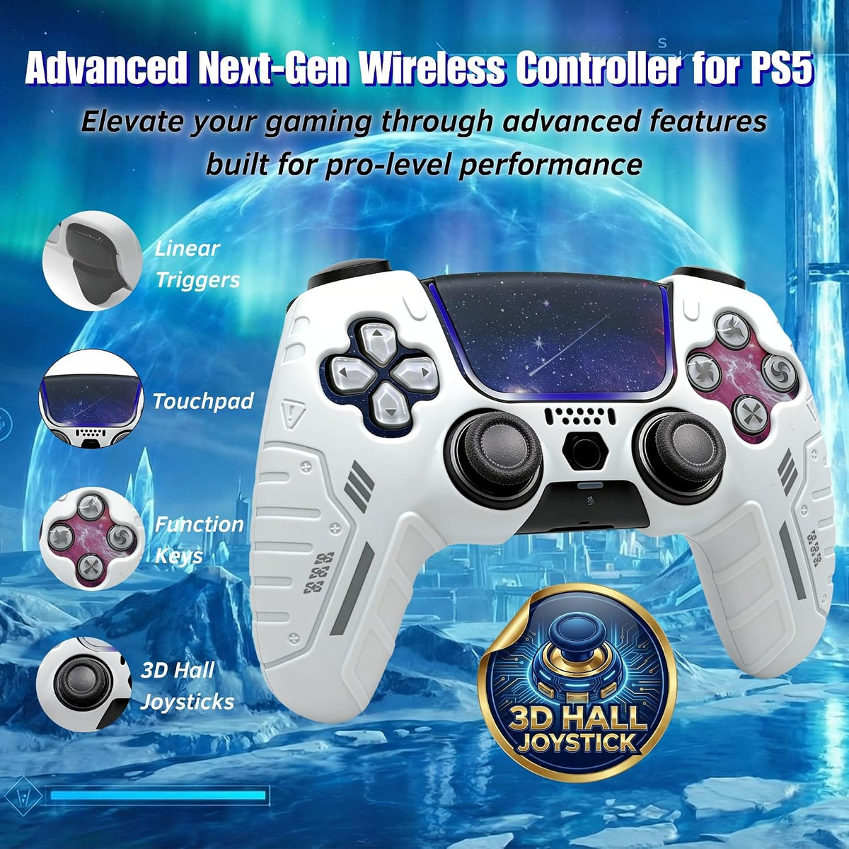 NexoGame Mando Inalámbrico para PS5 con Joysticks Efecto Hall 3D, G...