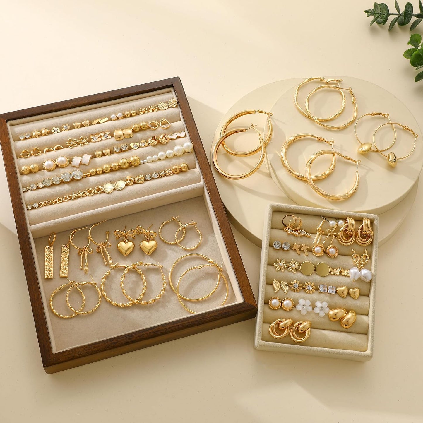 Juego de 75 Pares de Pendientes de Oro para Mujer, Pendientes de Ar...