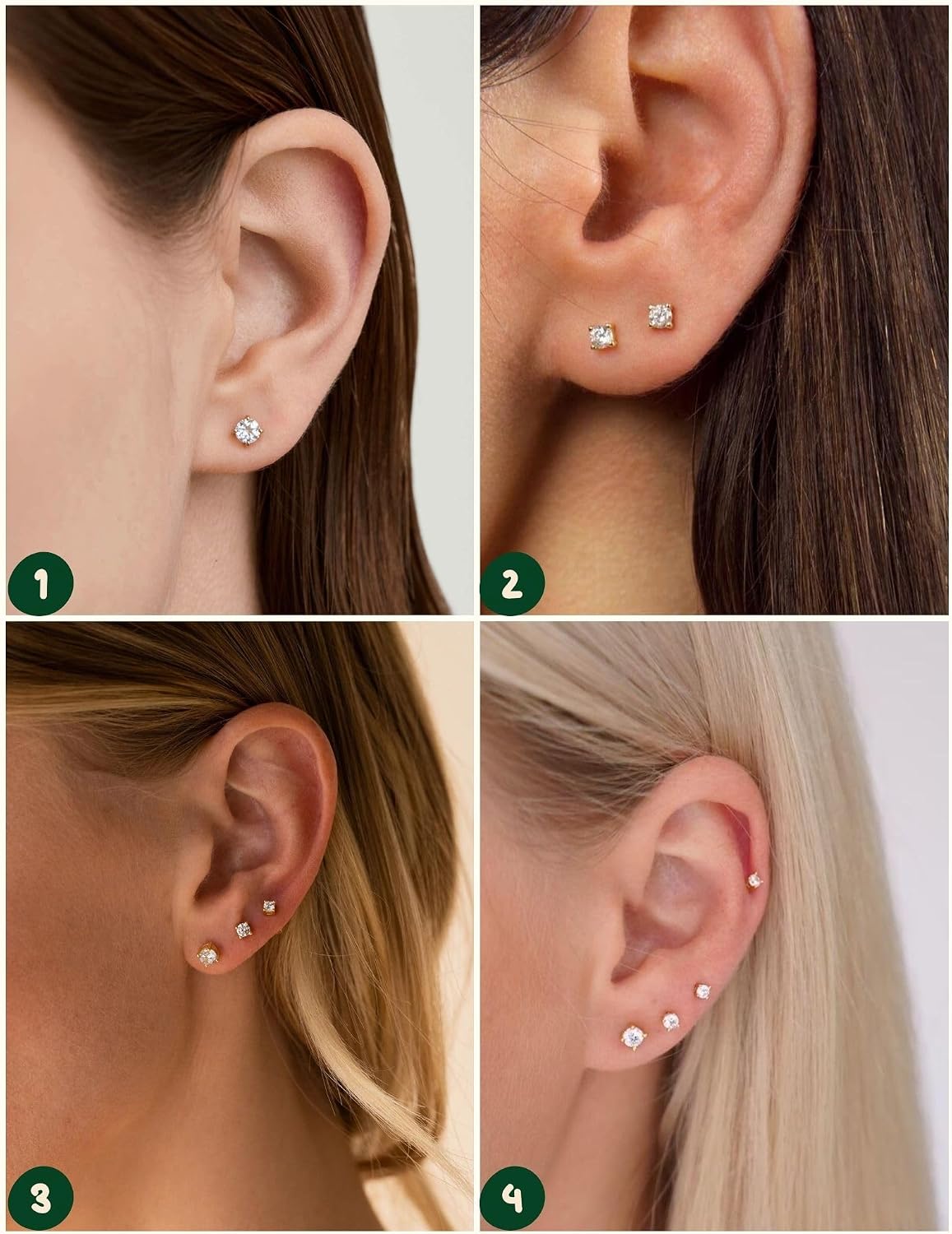 Aretes de tuerca de Kainier para mujer, chapados en oro de 14 quila...