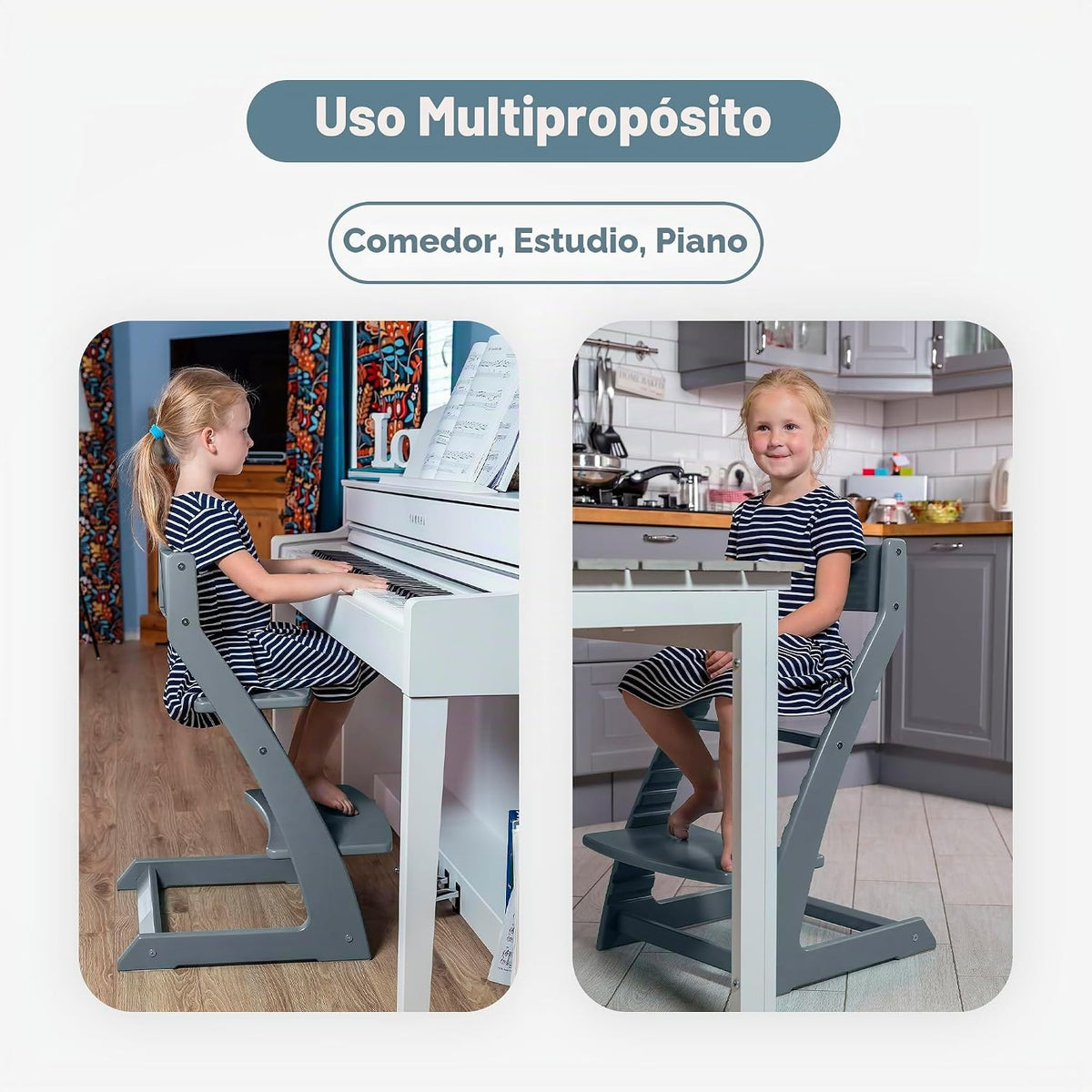 Fornel Silla alta de madera para bebés y niños pequeños, altura aju...