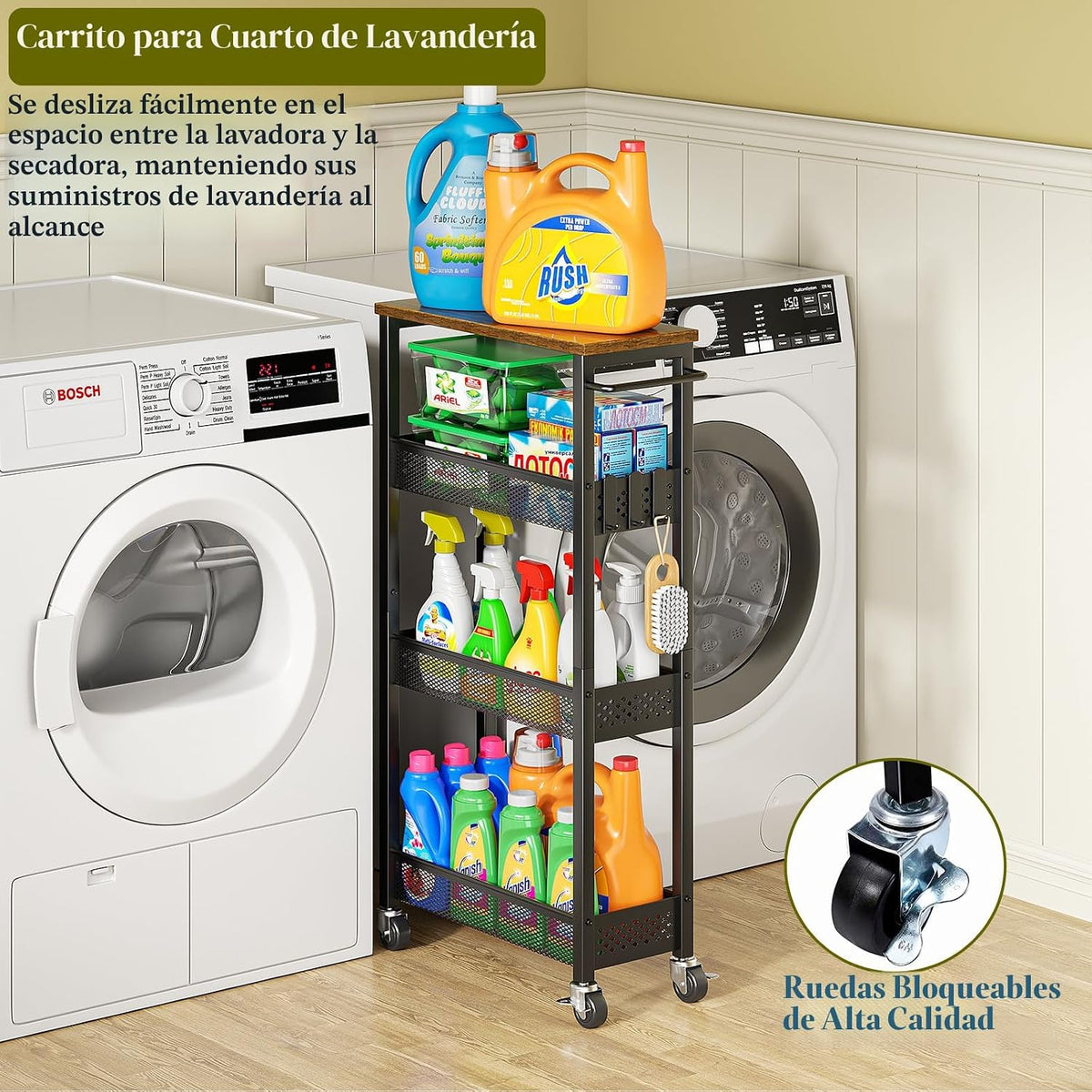 OKZEST Carrito de almacenamiento delgado de 4 niveles para cocina |...