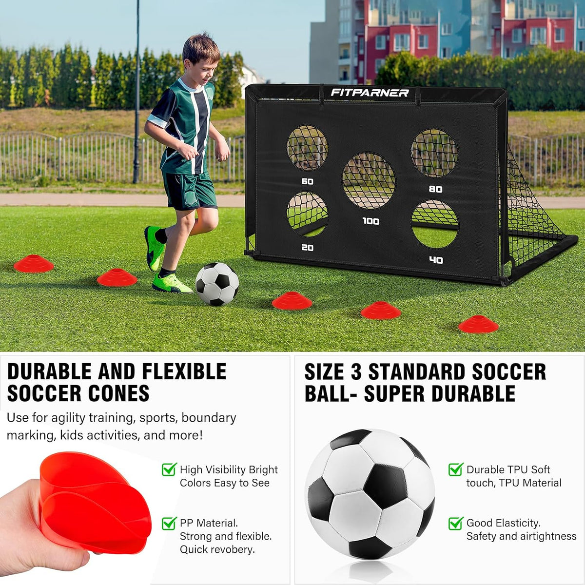 FITPARNER Portería de fútbol, portería de fútbol para niños en el p...