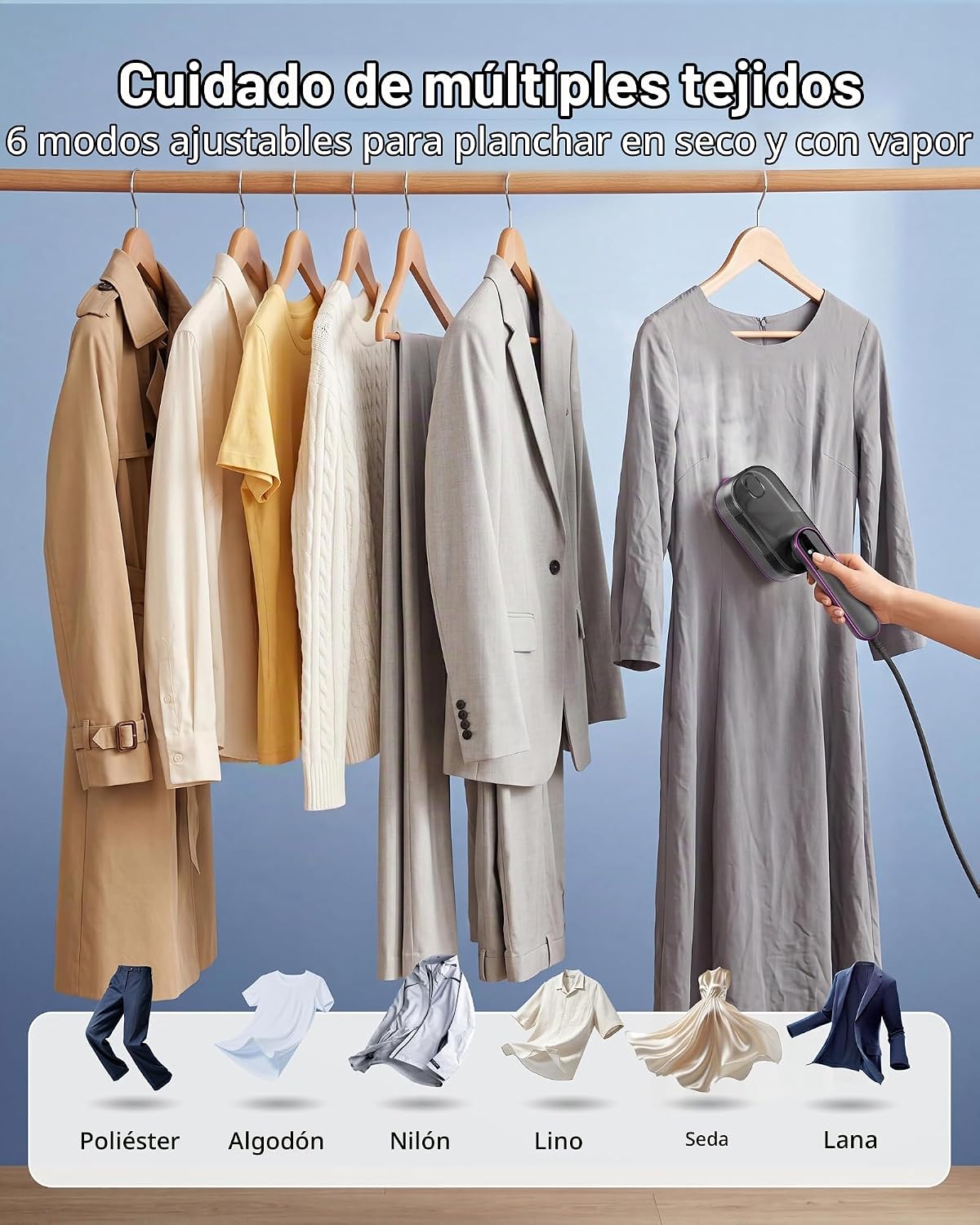 Behome Vaporizador de Viaje para Ropa, Plancha de Mano portátil de...