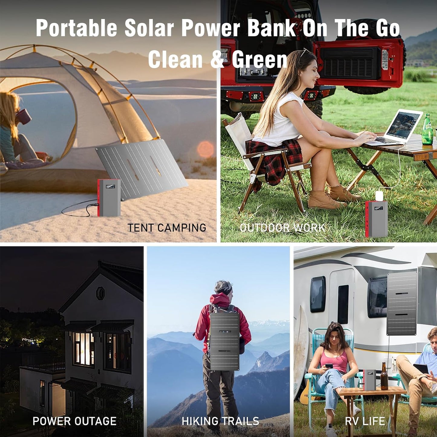 Banco de energía solar portátil con salida de CA 65 W 110 V, baterí...