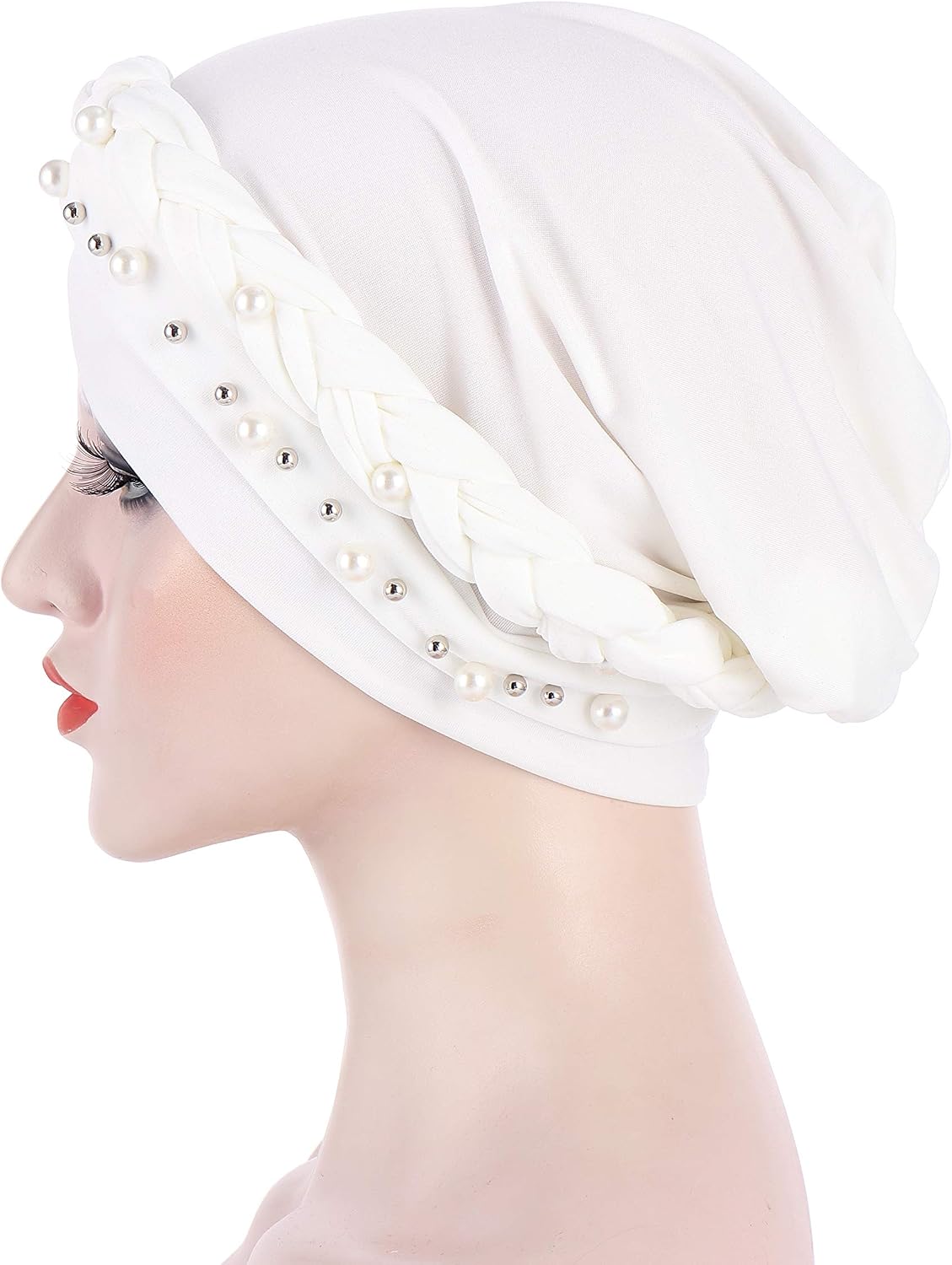Fxhixiy Gorro de turbante para mujer, diseño de perlas, para quimio...