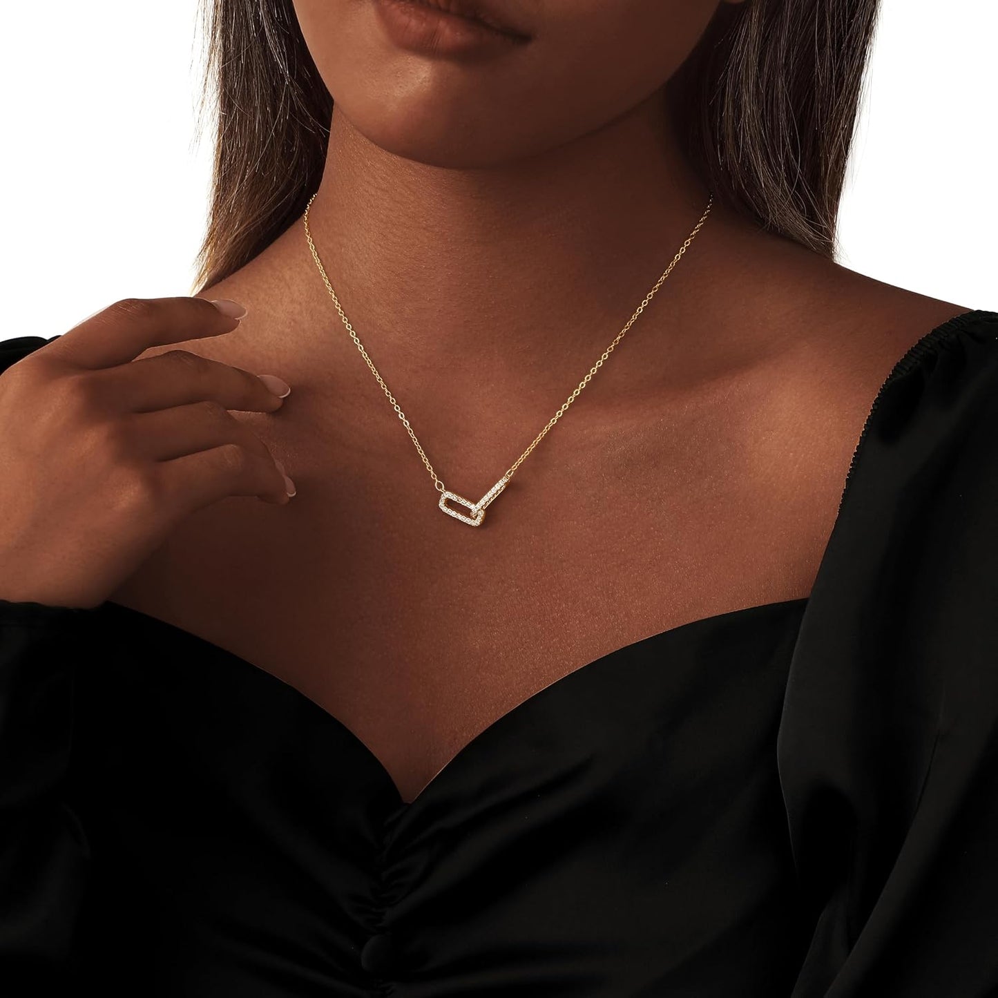 Coshilta Collares de oro en capas para mujer, chapado en plata de l...