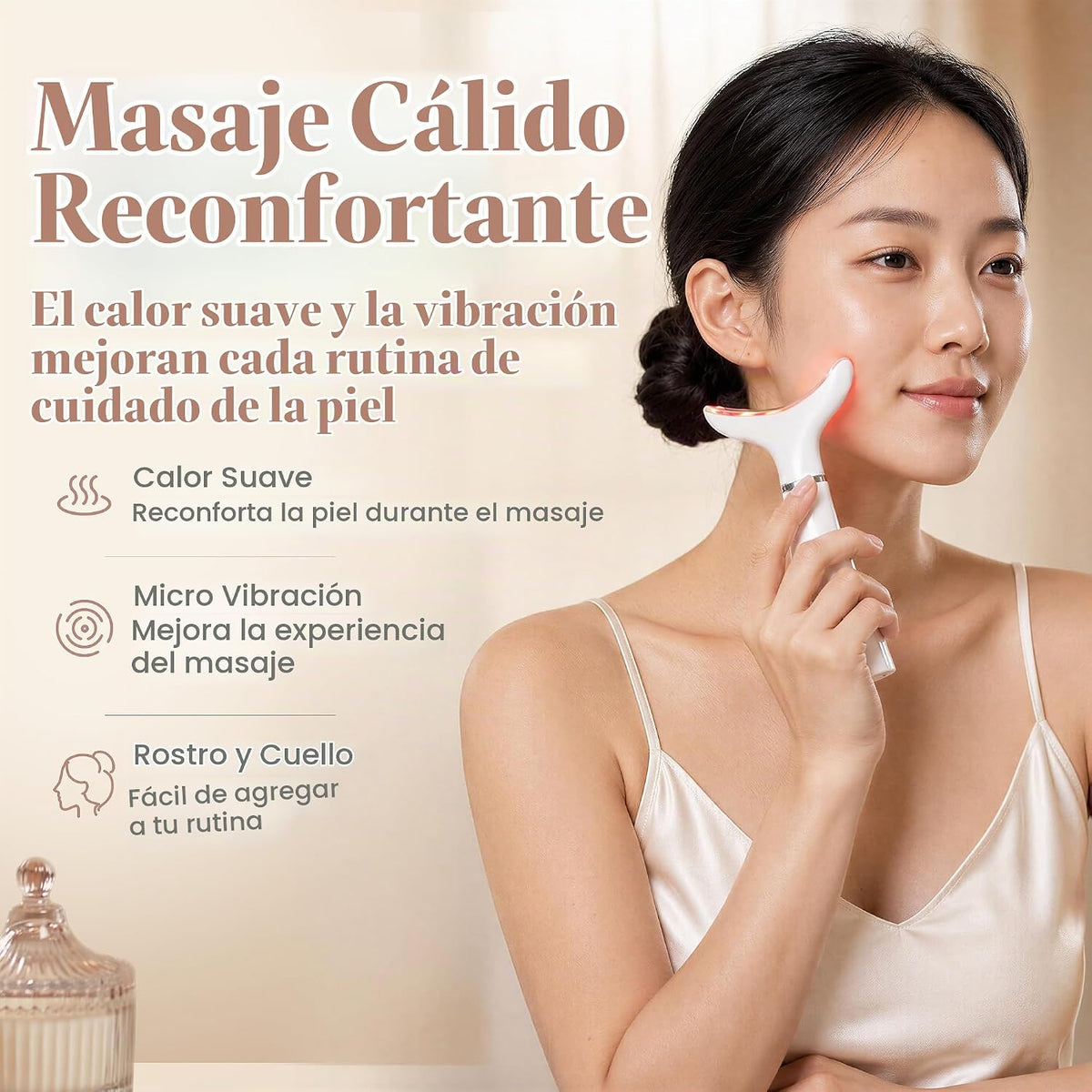 BITNA Masajeador facial con terapia de luz roja para cara y cuello,...