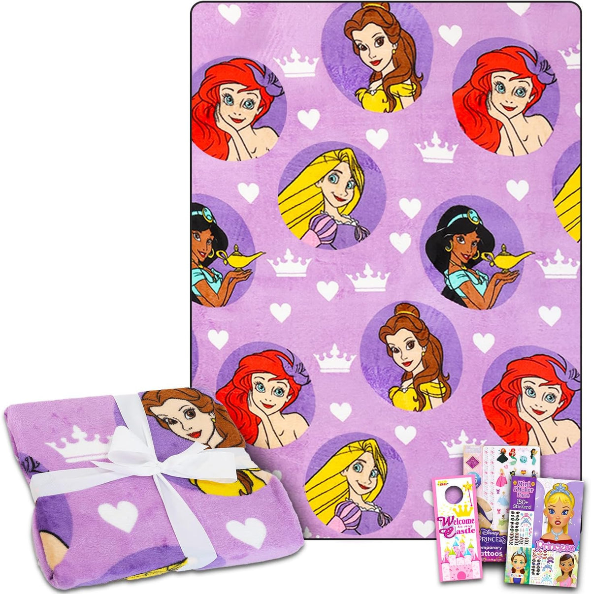 Juego de manta polar de princesas de Disney – Paquete con manta sua...