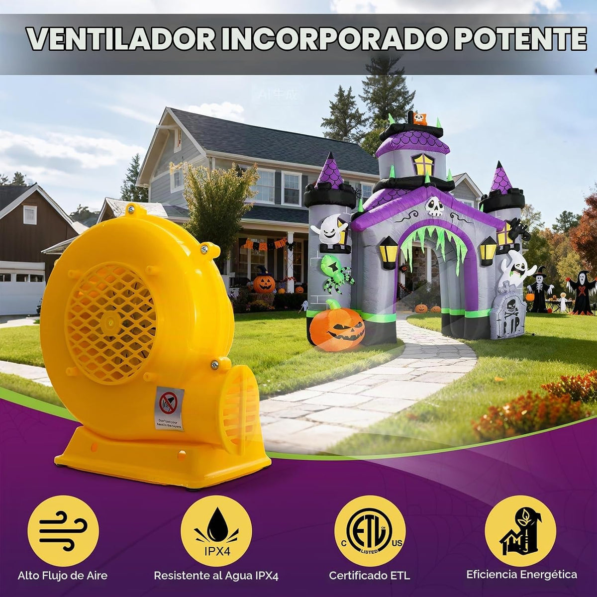 ZPISF Inflables de Halloween gigantes de 12.5 pies, castillo encant...