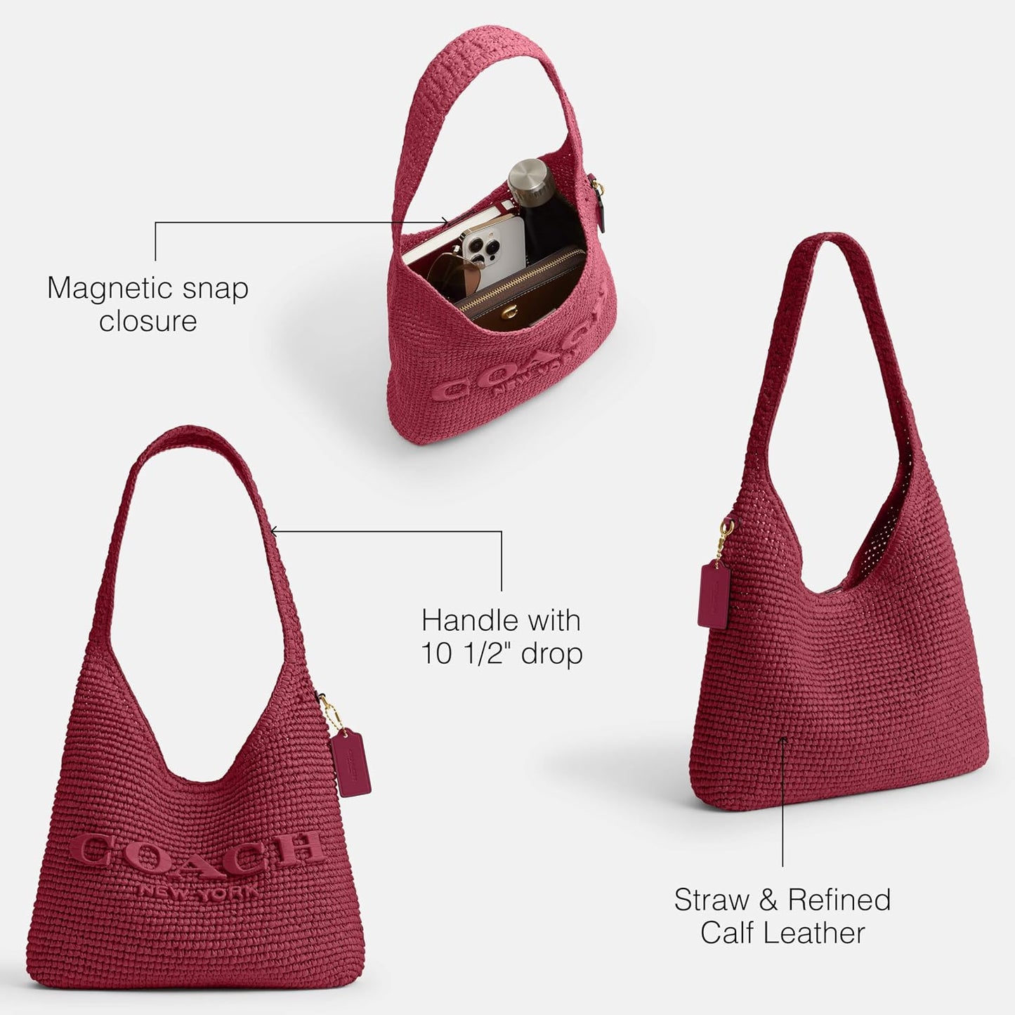 COACH Bolso bandolera Brooklyn de 28 pulgadas de paja