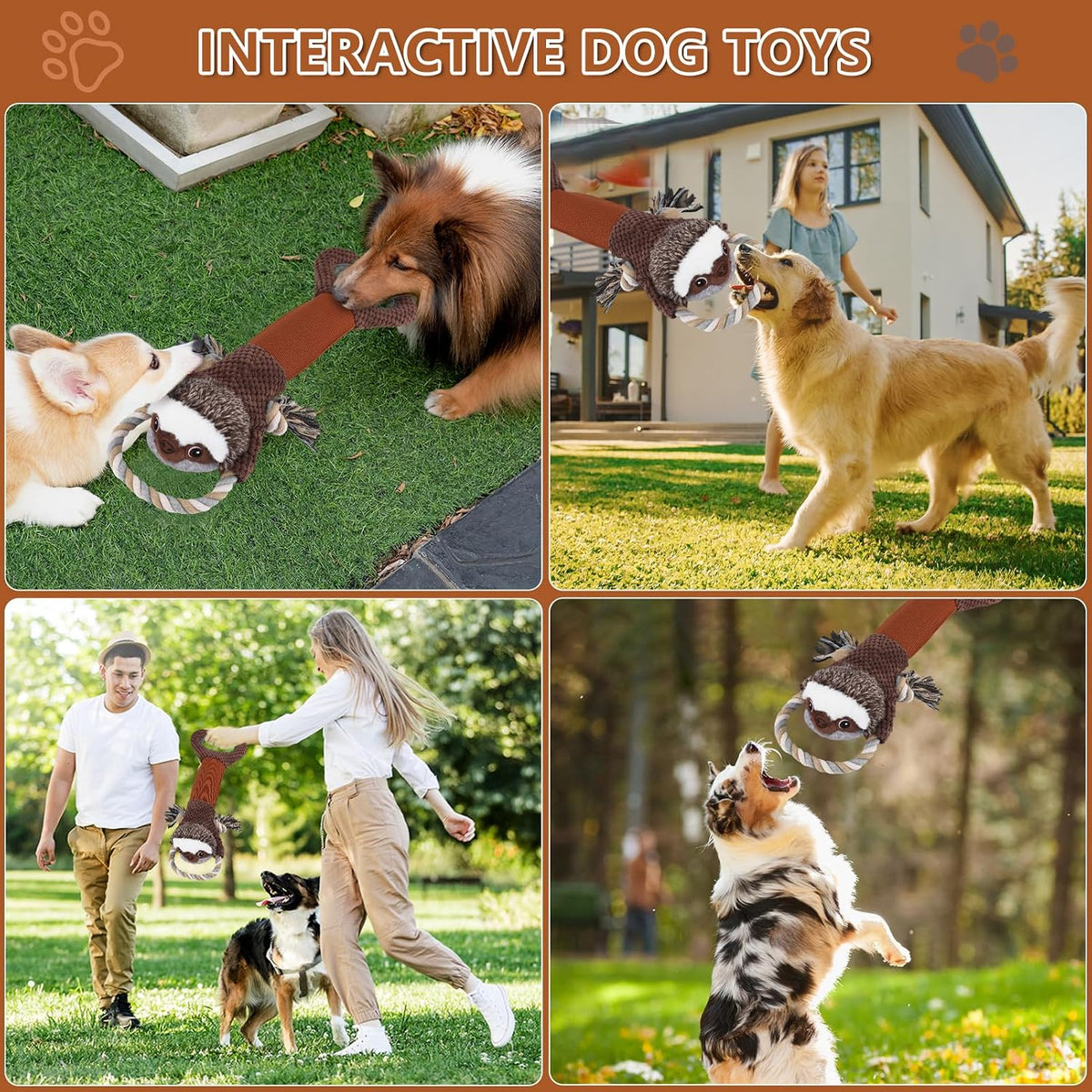 Grandes juguetes de peluche chirriantes para perros con papel arrug...