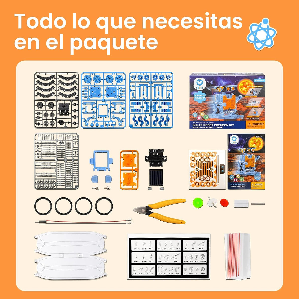 Sillbird Kit de robot de construcción solar 12 en 1, regalo STEM pa...