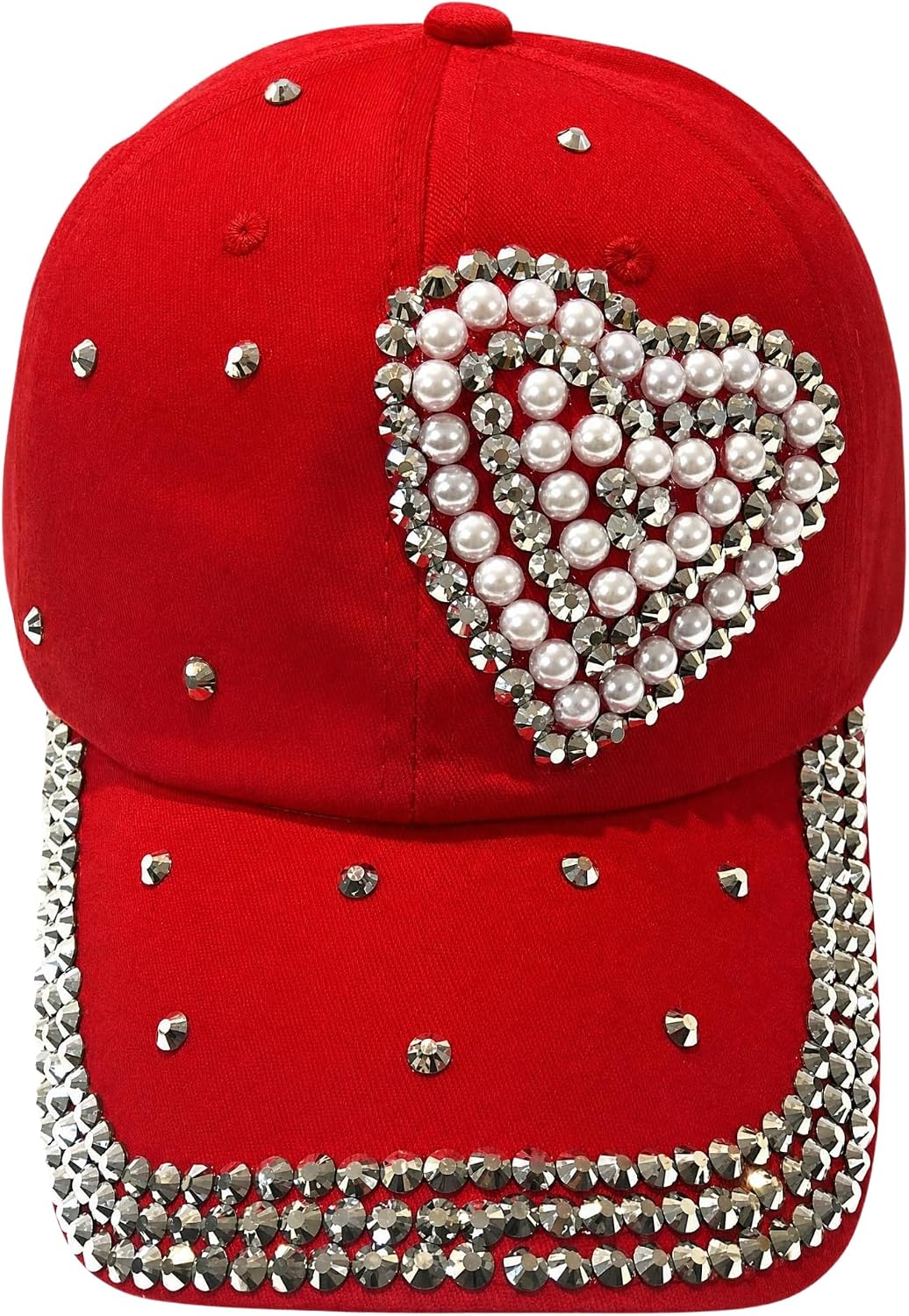 Popfizzy Sombrero de diamantes de imitación de corazón de perlas pa...
