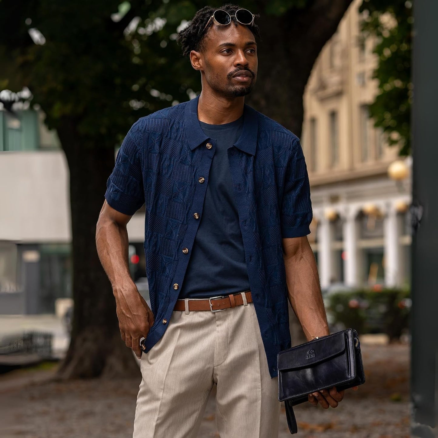 Time Resistance Bolso de mano de cuero para hombre, organizador de...