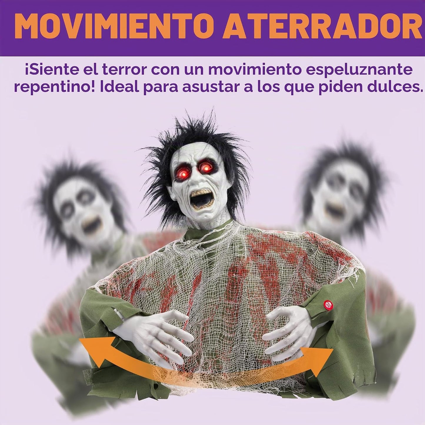 JOYIN - Decoración de Halloween animada, zombi con sonido aterrador...