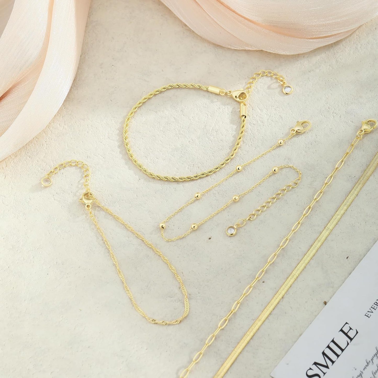 BERISO Pulseras de oro para mujer, elegante pulsera ajustable chapa...