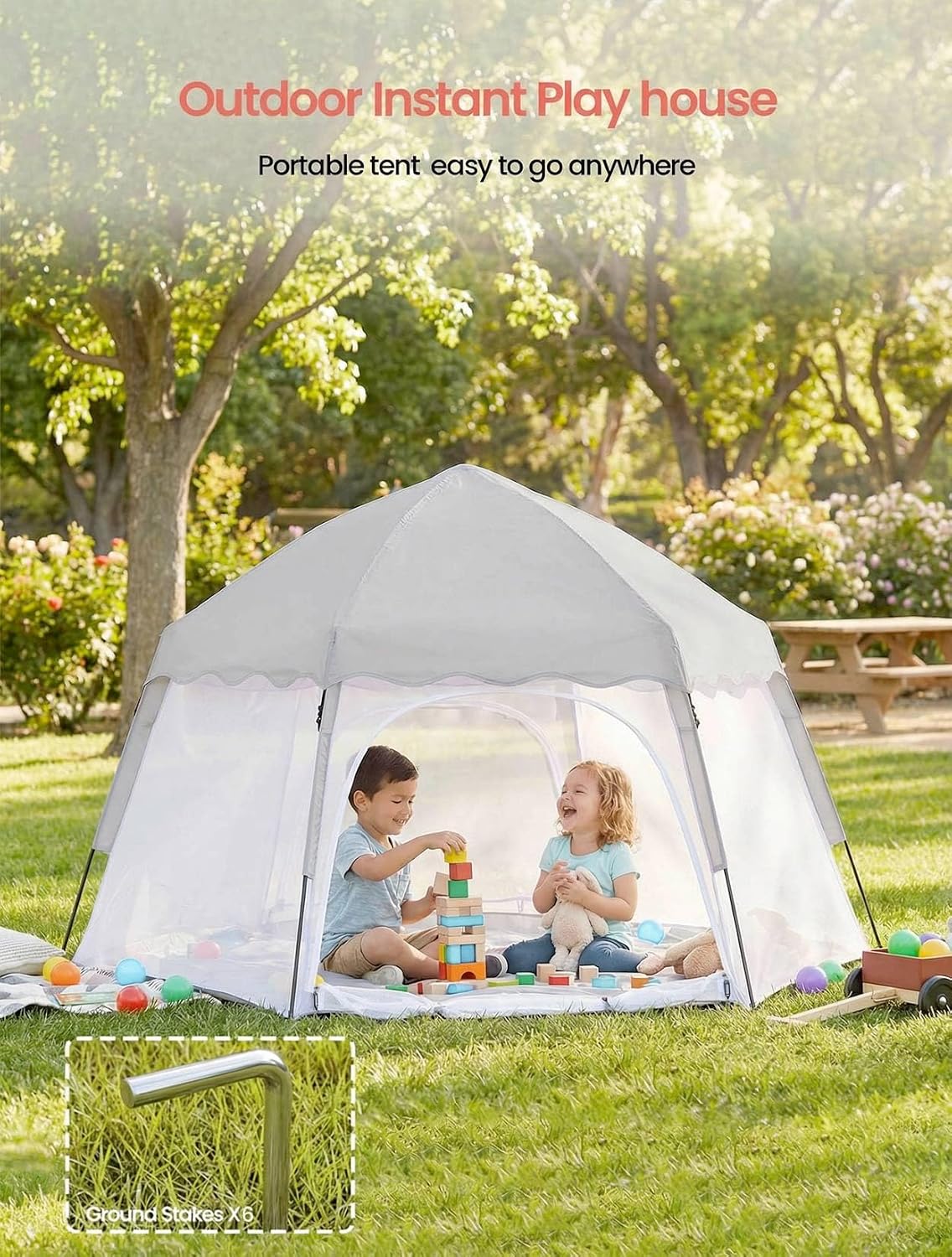 Porayhut Tienda de campaña grande desplegable para niños, casa de j...