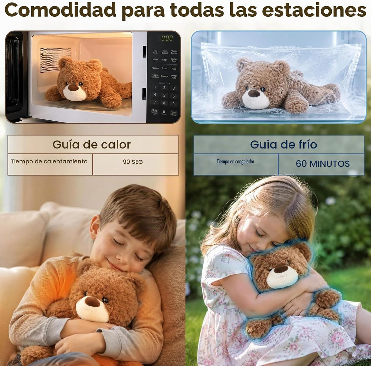Easfan Juguete de peluche de oso de 12 pulgadas para microondas, an...