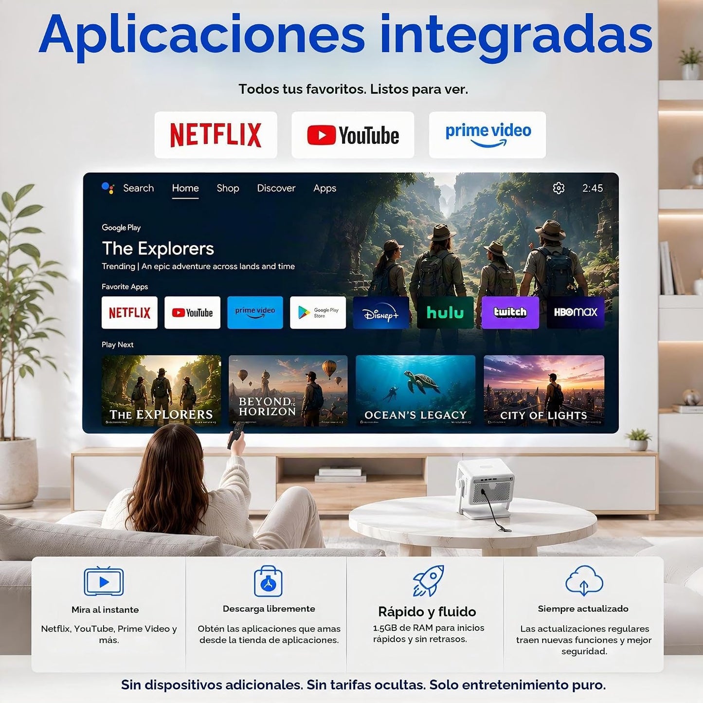 [Ahora con Netflix y 3500ANSI] Proyector inteligente 4K con WiFi y...